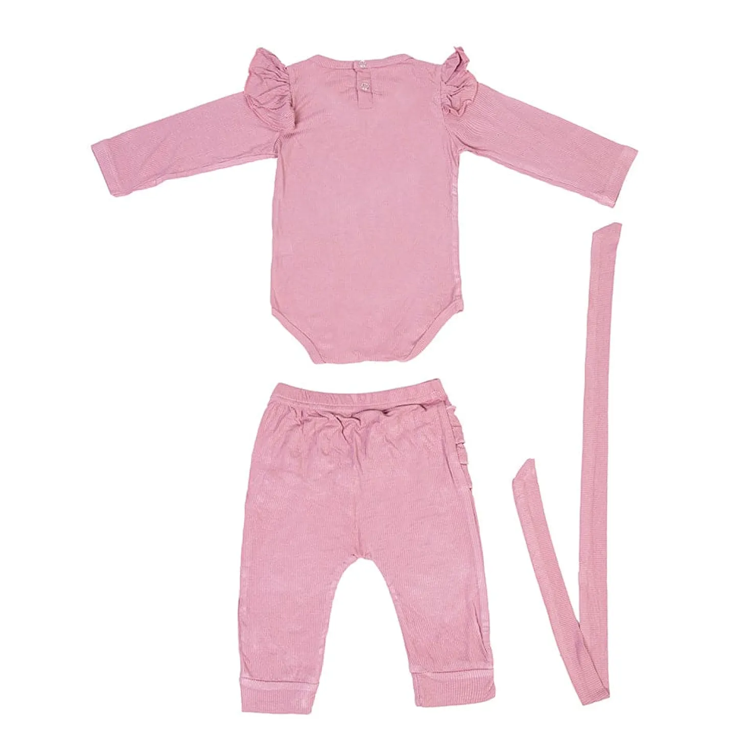 Ruffle Full Sleeve Pink 2 Piece Romper Set