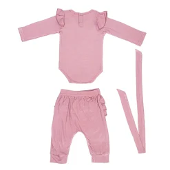 Ruffle Full Sleeve Pink 2 Piece Romper Set
