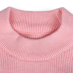 Ruffled Jumper Solid Premium Full Sleeves Braided Knit Sweater - Pink