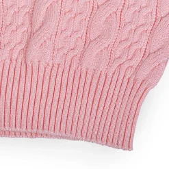 Ruffled Jumper Solid Premium Full Sleeves Braided Knit Sweater - Pink