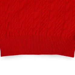Ruffled Jumper Solid Premium Full Sleeves Braided Knit Sweater - Red