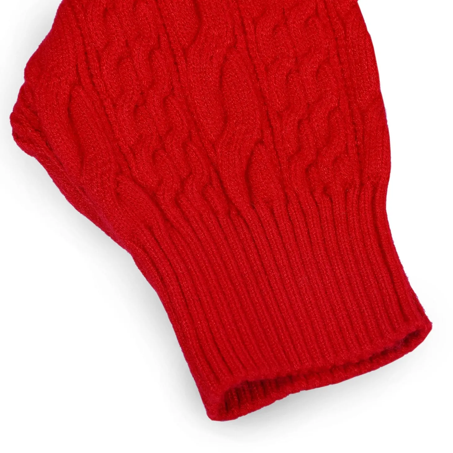 Ruffled Jumper Solid Premium Full Sleeves Braided Knit Sweater - Red