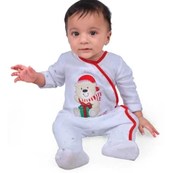 Santa's Favourite Infant Full Sleeves Snap Button Bodysuit Romper - White