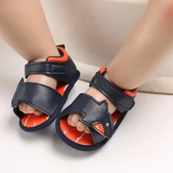 Shark Anti-Slip PU Leather Sole Sandals - Blue And Orange