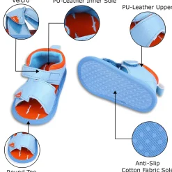 Shark Anti-Slip PU Leather Sole Sandals - Blue