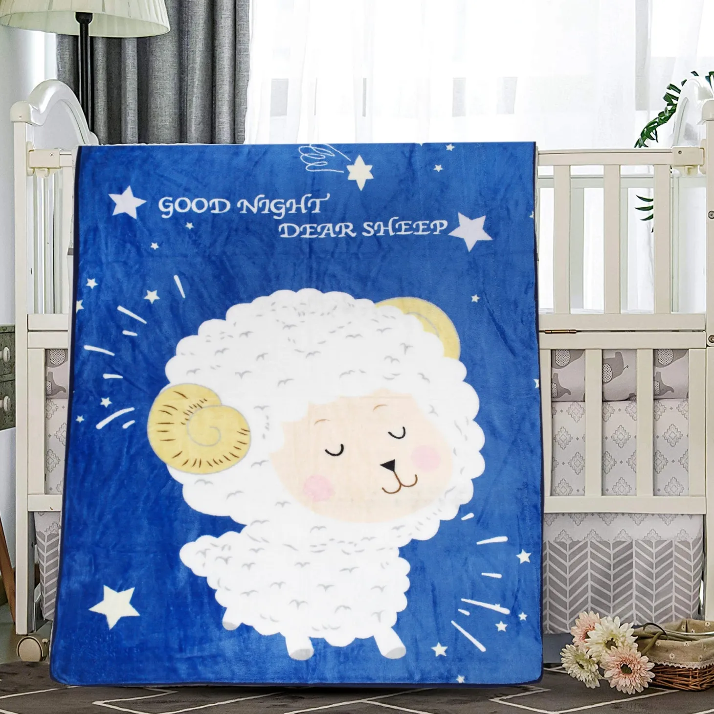 Sleepy Sheep Blue Two-Ply Blanket