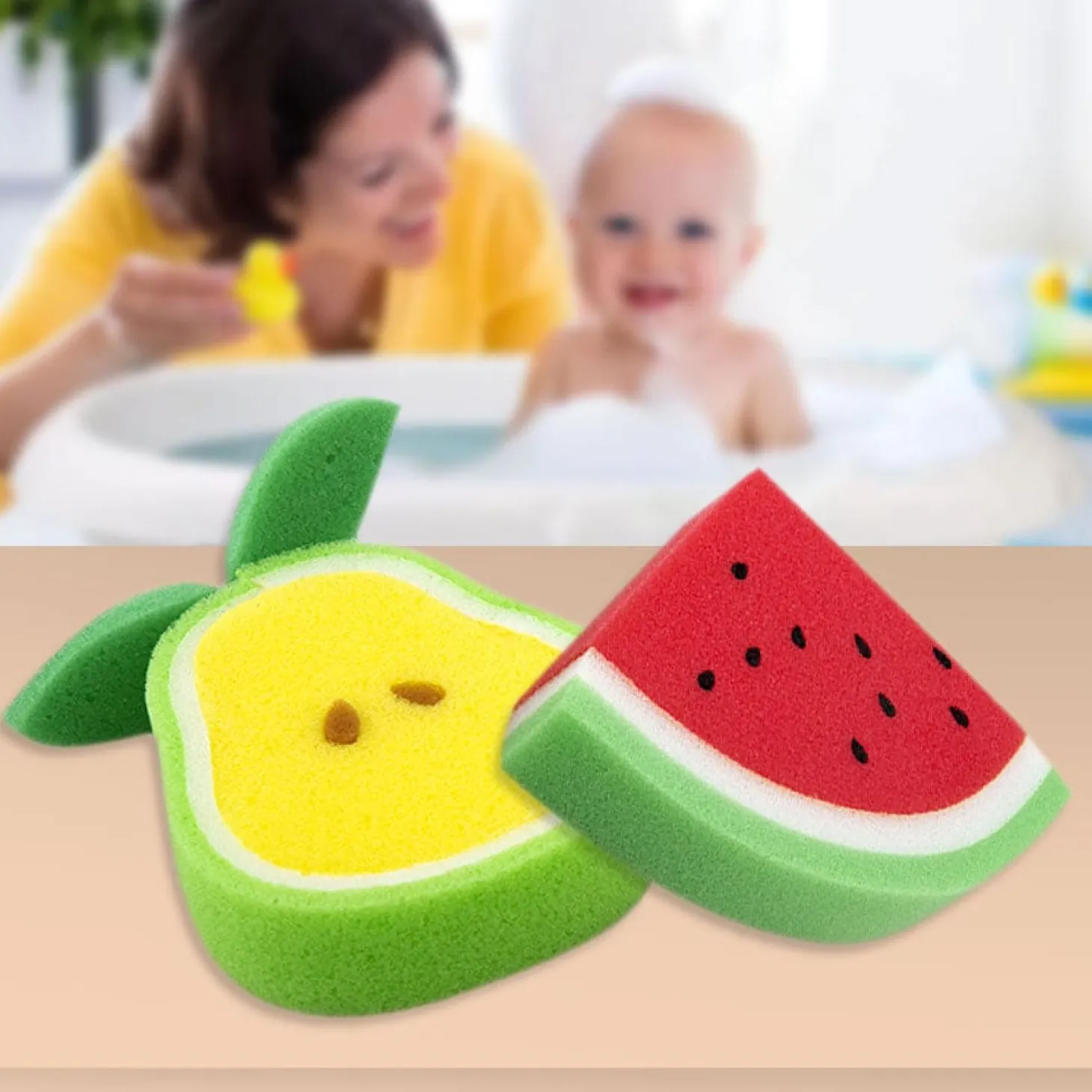 Sliced Fruit Multicolour 2 Pk Bath Sponge