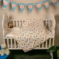 Smart Bunny White Small Print Muslin Blanket