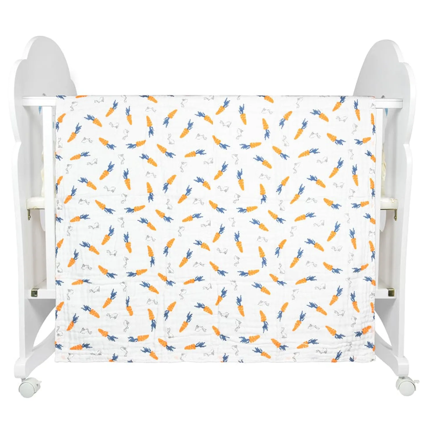 Smart Bunny White Small Print Muslin Blanket