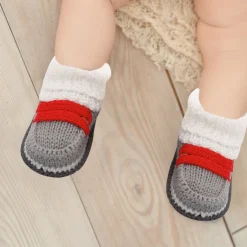 Smart Grey And Red Socks Booties