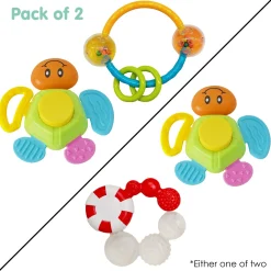 Smiley Multicolour Touch Button Teether Toy and Rattle Set