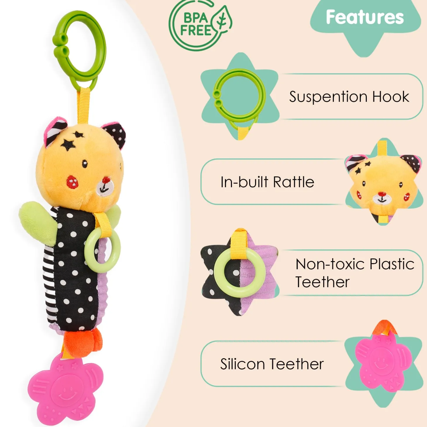 Smiling Star Purple Hanging Toy With Teether