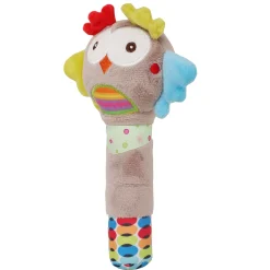 Snoozing Owl Grey Handheld Rattle