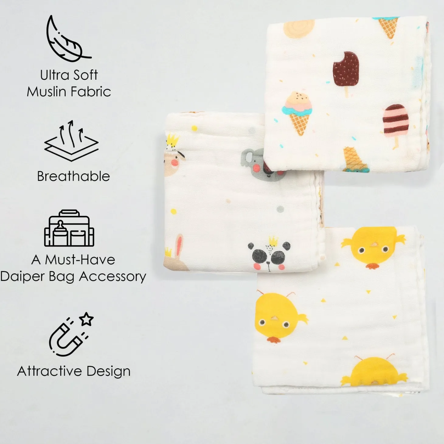 So Sweet Multicolour 3 Pk Large Muslin Napkin