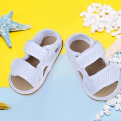 Solid Hookloop Comfortable Anti-skid Floater Sandals - White