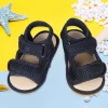 Solid Hookloop Comfortable Anti-skid Floater Sandals - Black
