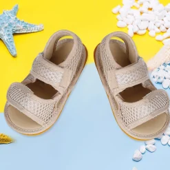 Solid Hookloop Comfortable Anti-skid Floater Sandals - Beige
