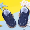 Solid Hookloop Stylish And Casual Denim Velcro Booties - Blue