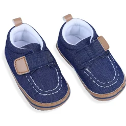 Solid Hookloop Stylish And Casual Denim Velcro Booties - Blue