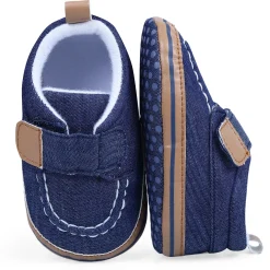 Solid Hookloop Stylish And Casual Denim Velcro Booties - Blue