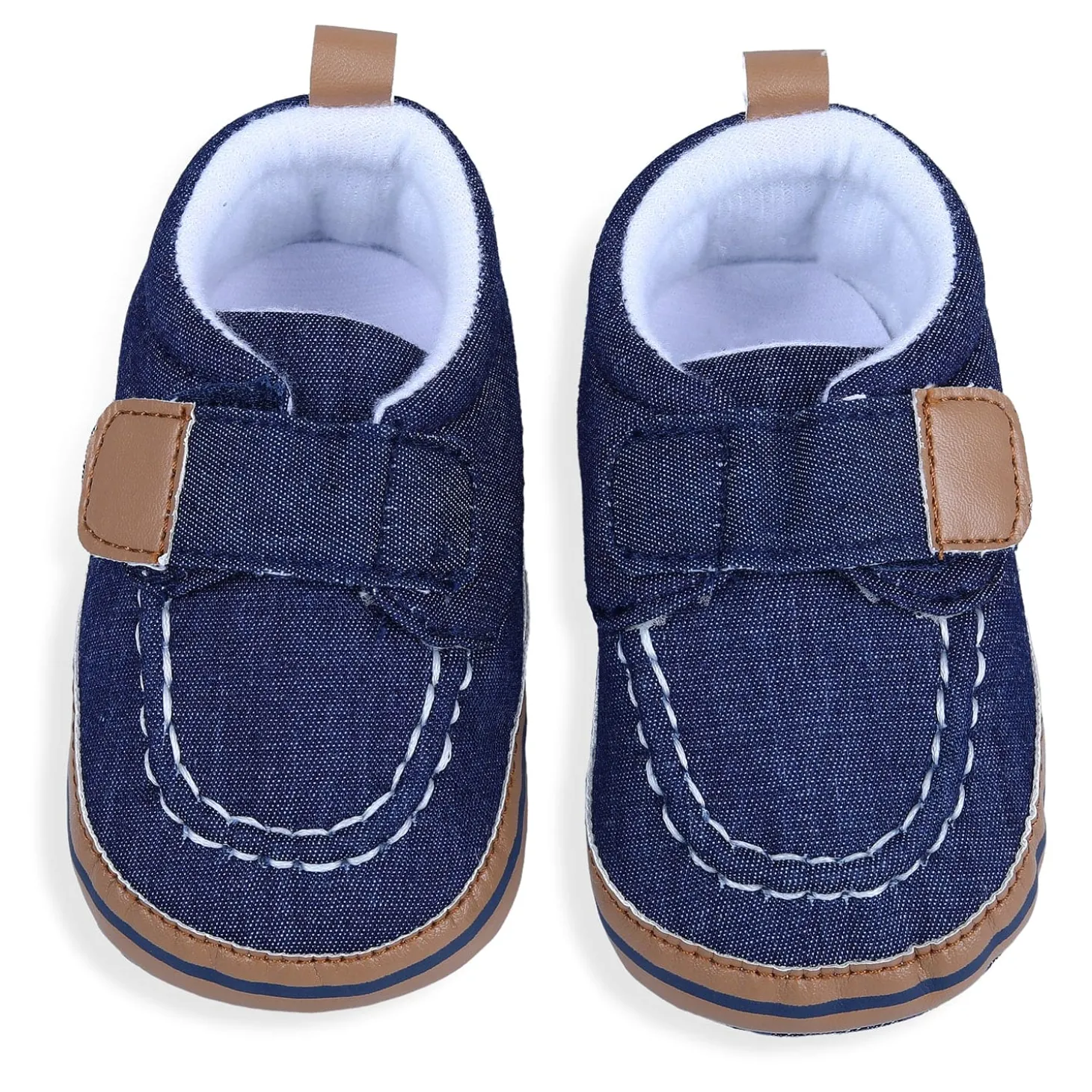 Solid Hookloop Stylish And Casual Denim Velcro Booties - Blue