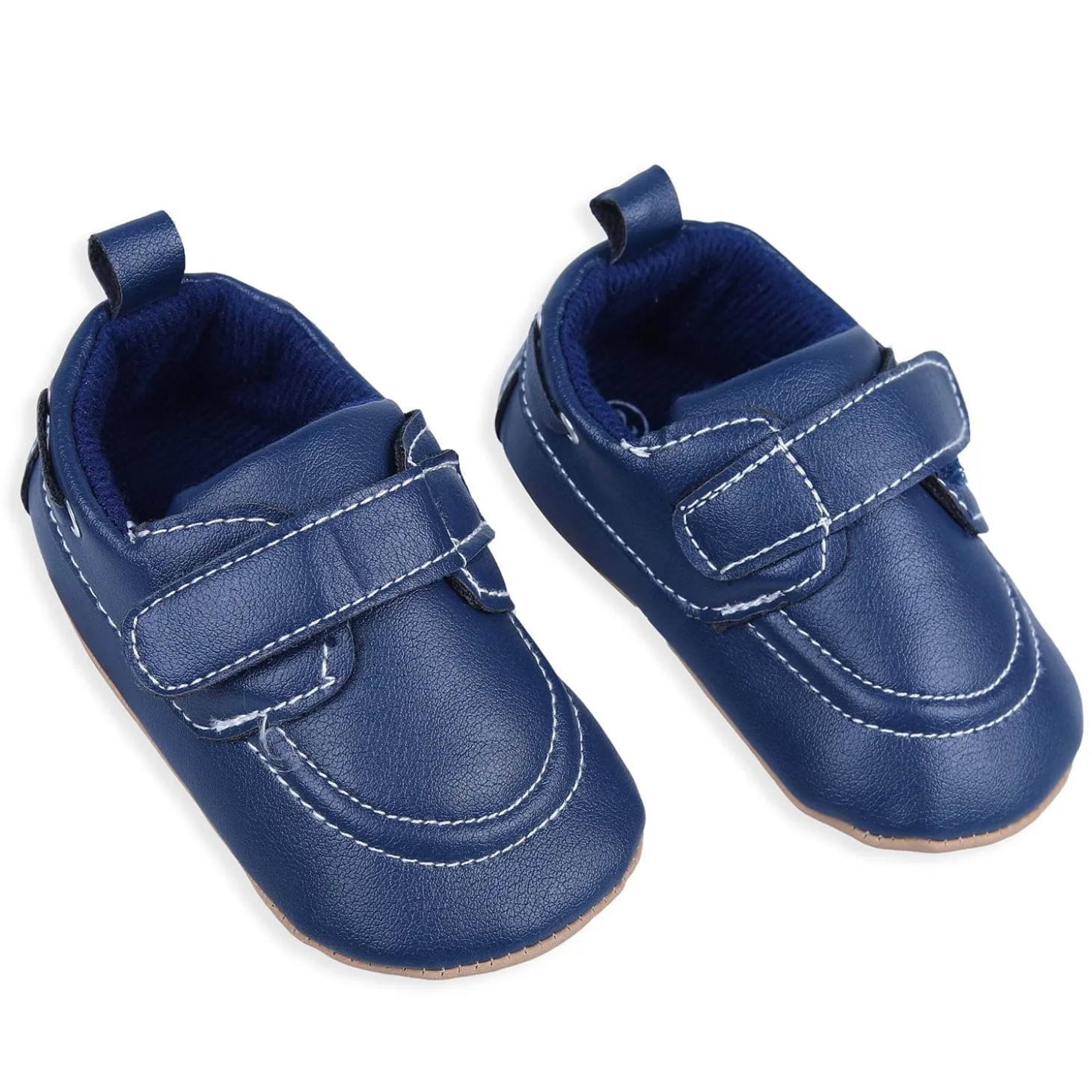 Solid Hookloop Stylish Leather Velcro Shoes - Navy Blue