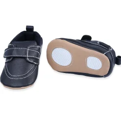 Solid Hookloop Stylish Leather Velcro Shoes - Black