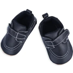 Solid Hookloop Stylish Leather Velcro Shoes - Black