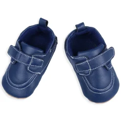 Solid Hookloop Stylish Leather Velcro Shoes - Navy Blue