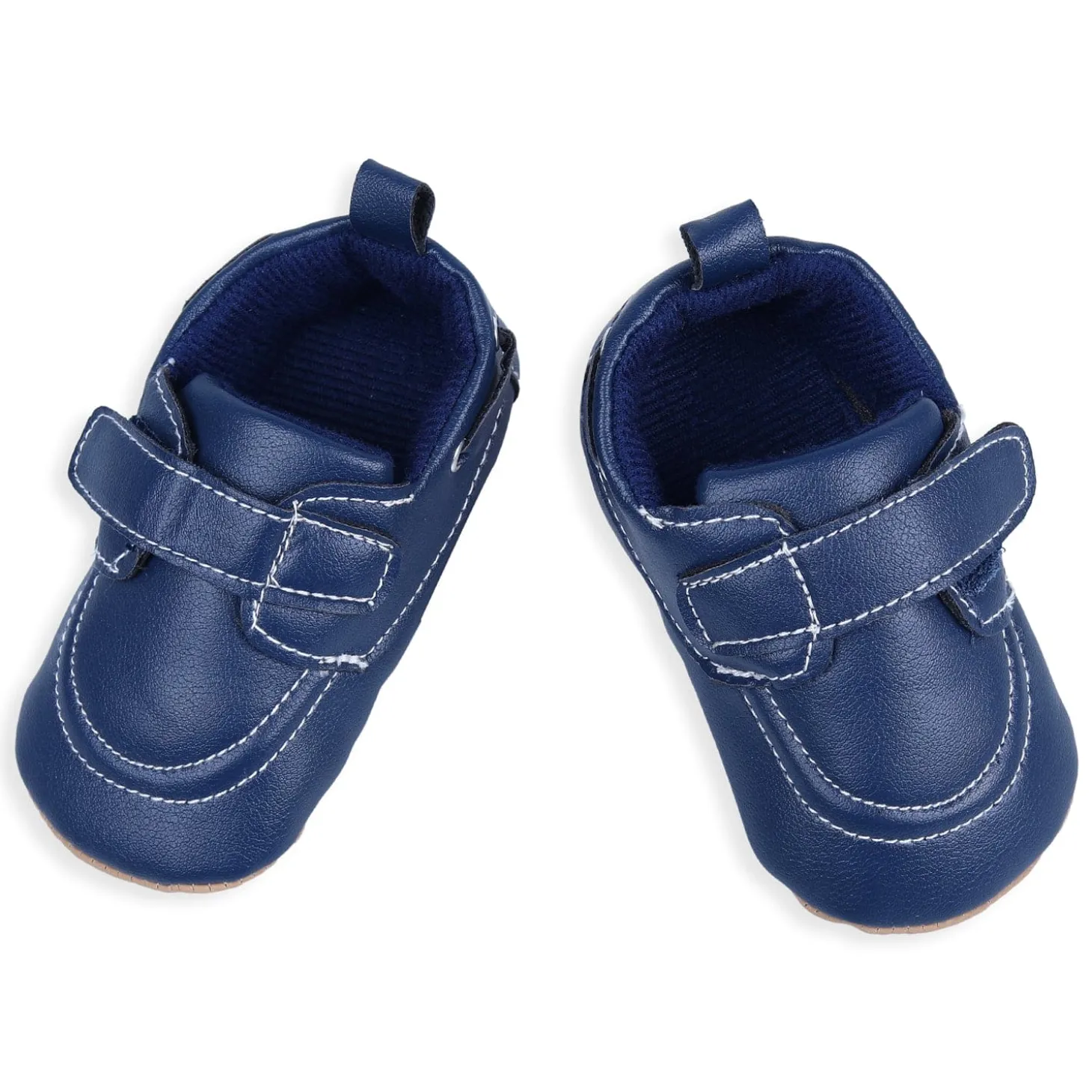 Solid Hookloop Stylish Leather Velcro Shoes - Navy Blue