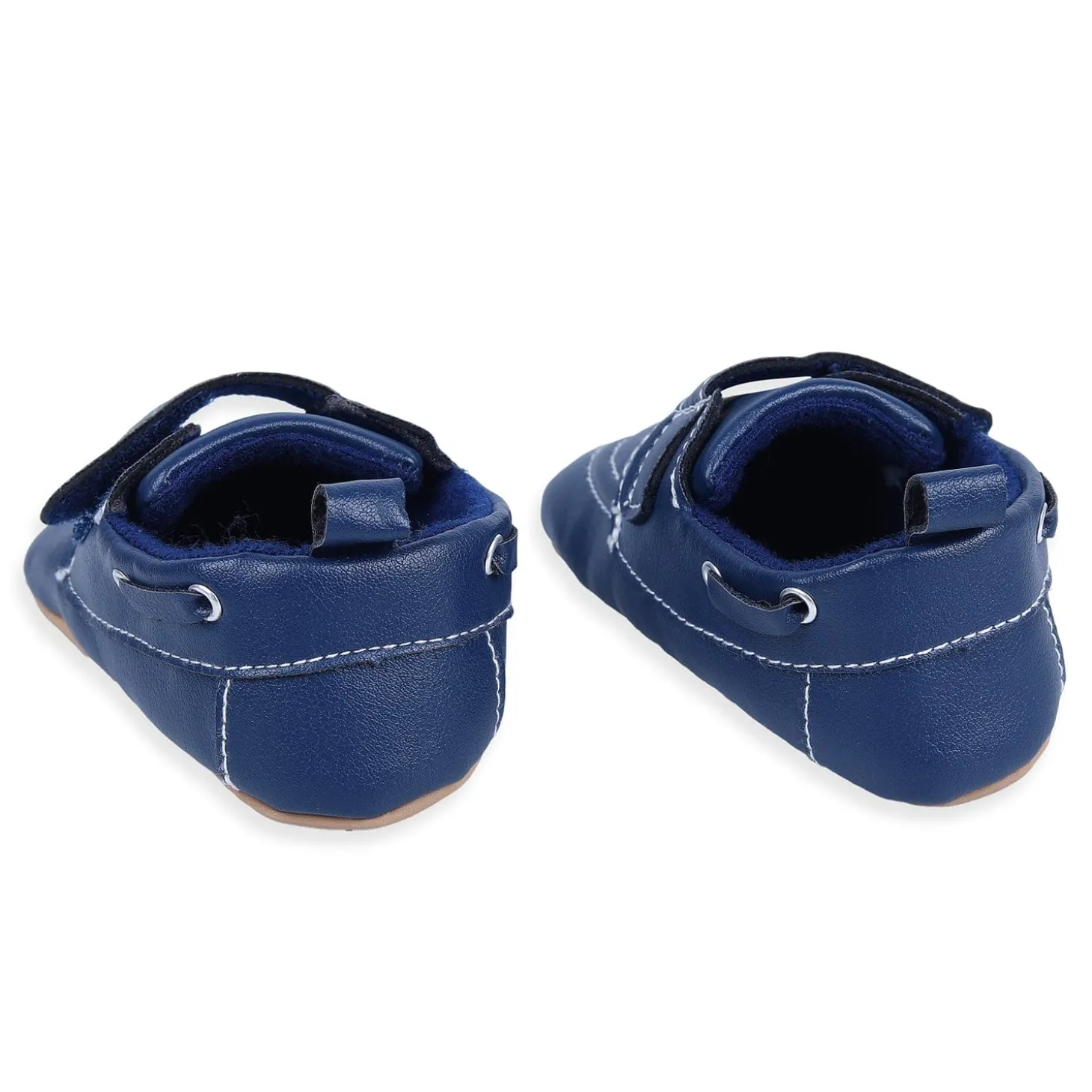 Solid Hookloop Stylish Leather Velcro Shoes - Navy Blue