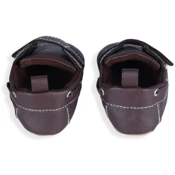 Solid Hookloop Stylish Leather Velcro Shoes - Brown