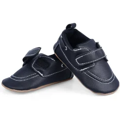 Solid Hookloop Stylish Leather Velcro Shoes - Black