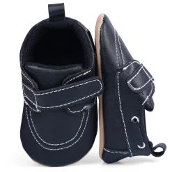 Solid Hookloop Stylish Leather Velcro Shoes - Black