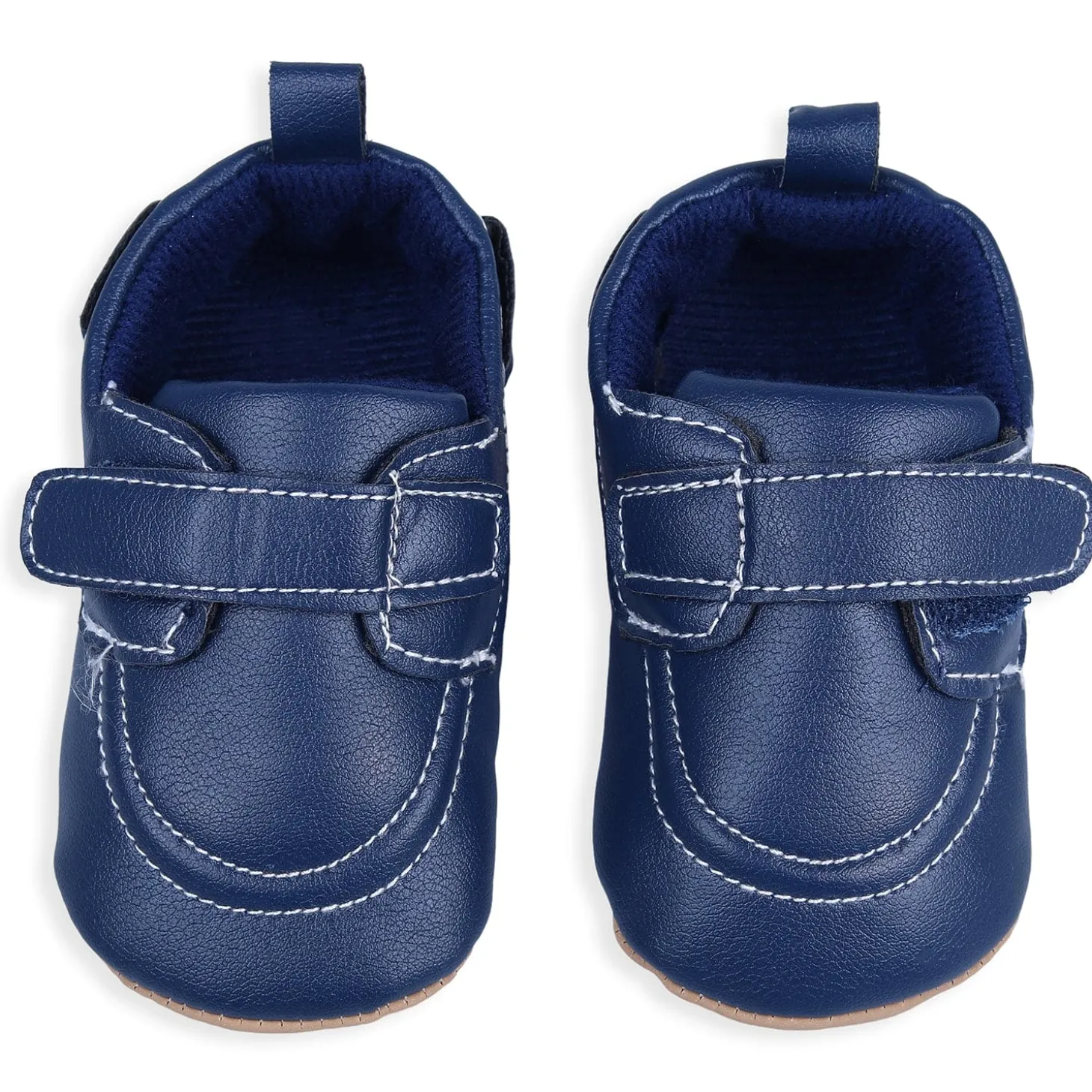 Solid Hookloop Stylish Leather Velcro Shoes - Navy Blue
