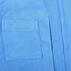 Solid Toddler Half Sleeves Pocket with Waist Belt Bathrobe - Blue