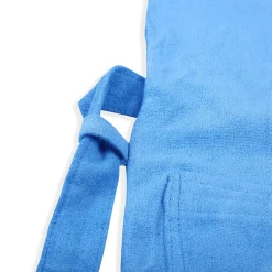 Solid Toddler Half Sleeves Pocket with Waist Belt Bathrobe - Blue
