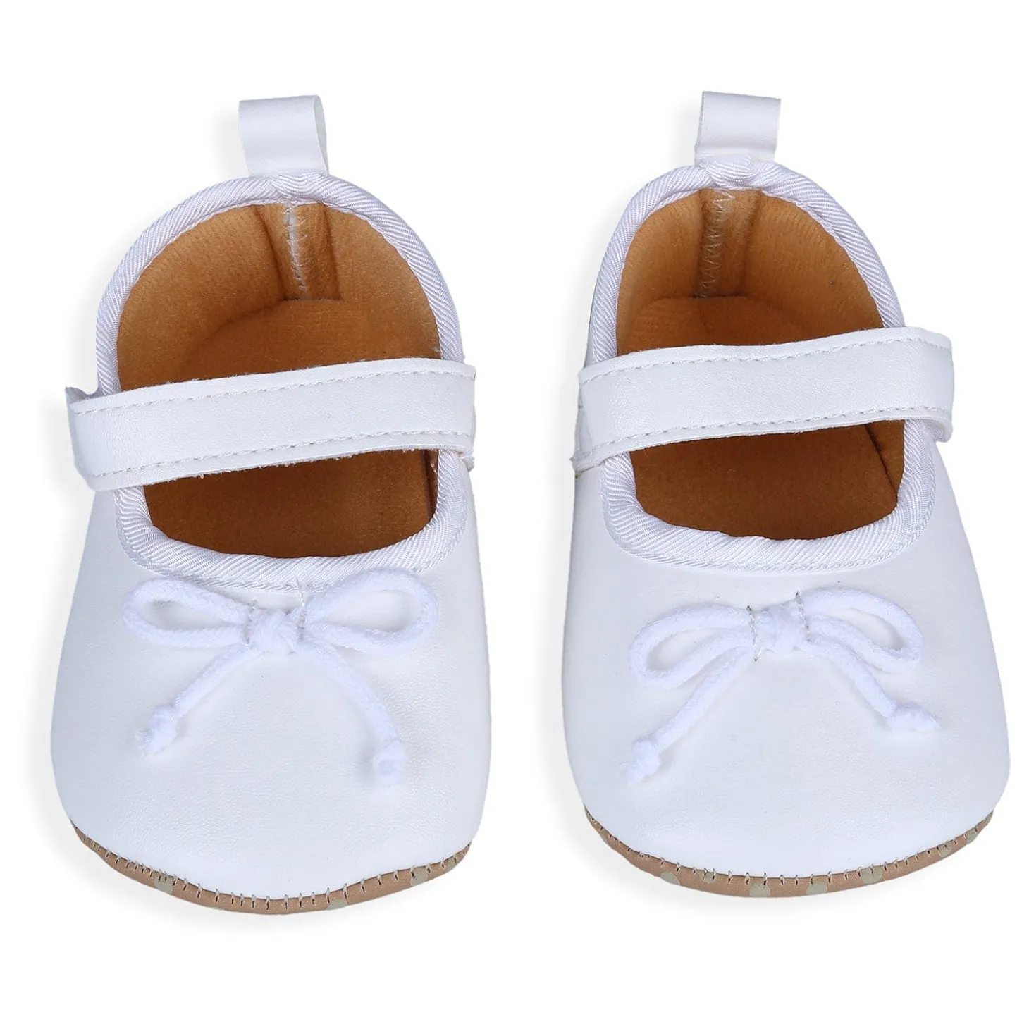 Solid With Bow Premium Girls Anti-Slip Ballerina Shoes - White