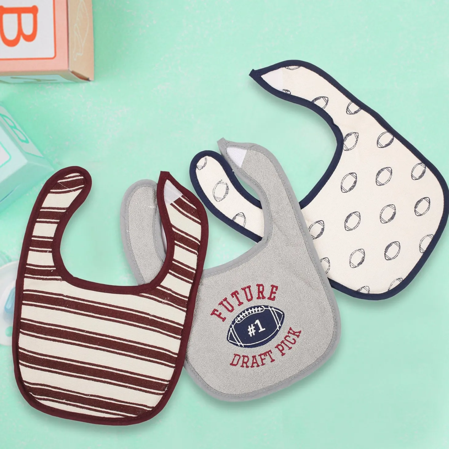 Sports Star Grey And Brown 3 Pk Bibs
