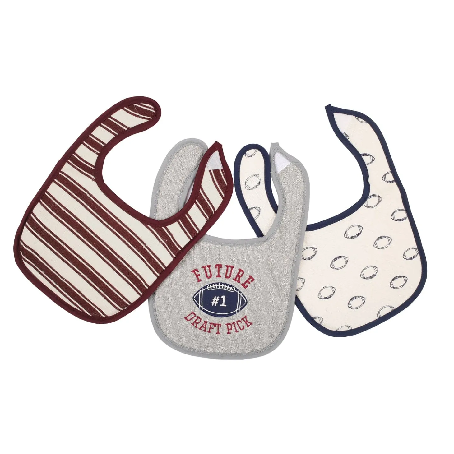 Sports Star Grey And Brown 3 Pk Bibs
