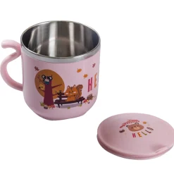 Stainless Steel Water Cup with Lid Bear - Pink
