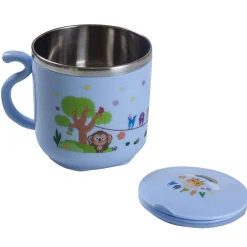 Stainless Steel Water Cup with Lid Happy Monkey - Blue