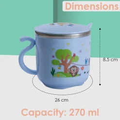 Stainless Steel Water Cup with Lid Happy Monkey - Blue