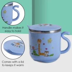 Stainless Steel Water Cup with Lid Happy Monkey - Blue