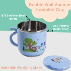 Stainless Steel Water Cup with Lid Happy Monkey - Blue