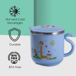 Stainless Steel Water Cup with Lid Happy Monkey - Blue