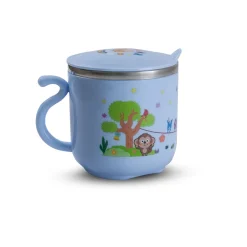 Stainless Steel Water Cup with Lid Happy Monkey - Blue