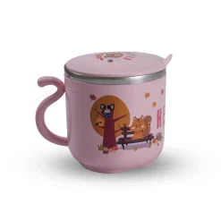Stainless Steel Water Cup with Lid Bear - Pink