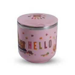 Stainless Steel Water Cup with Lid Bear - Pink