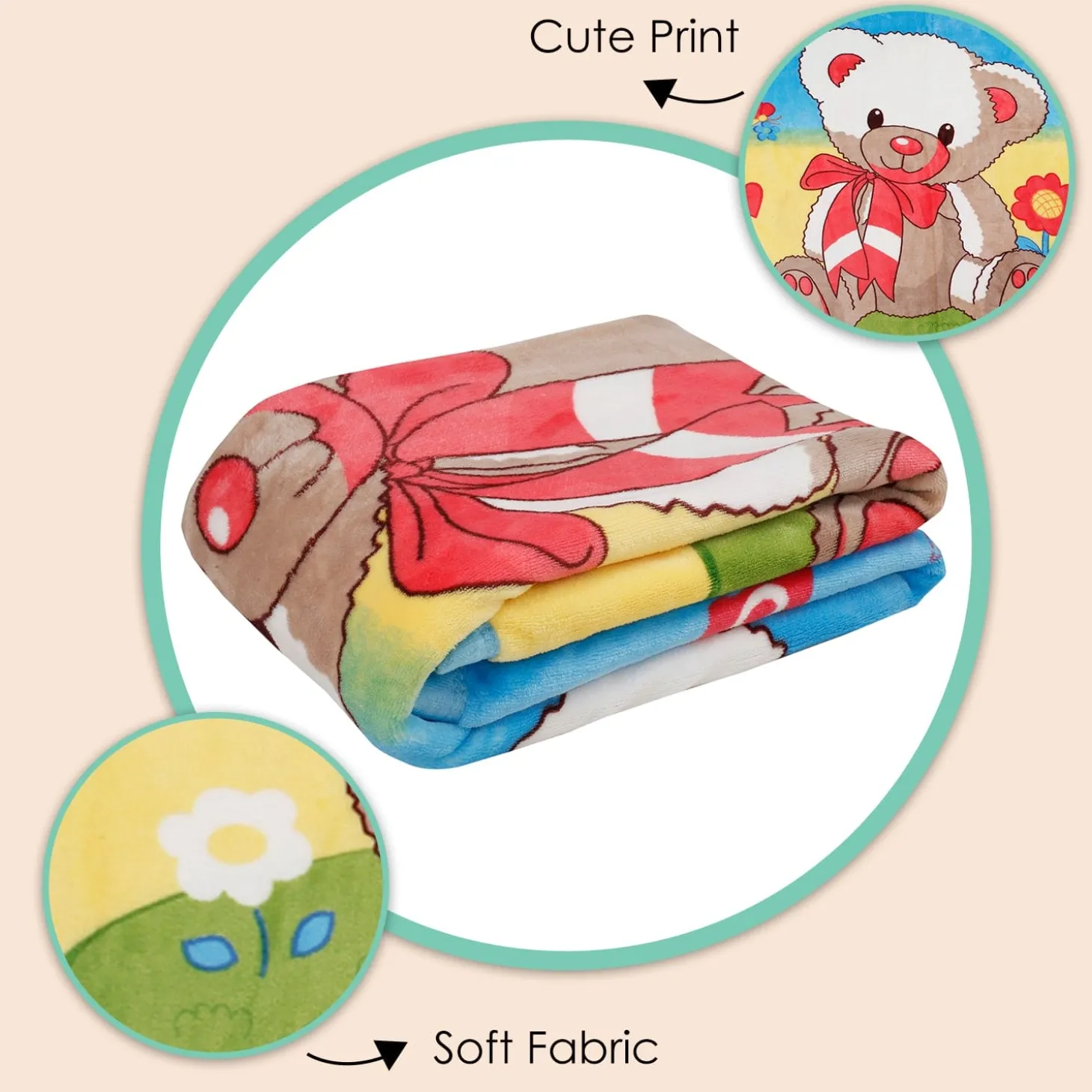 Star Bear Multicolour Double Sided Fur Blanket